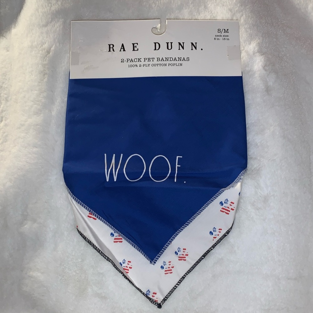 🇺🇸 🎆 RAE DUNN 2-Pack Patriotic Pet Bandanas 100% 2-Ply Cotton NWT S / M